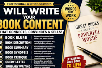 write compelling book blurbs, descriptions, summary synopsis