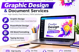 do professional graphic design, PPT, typing and ms word formatting