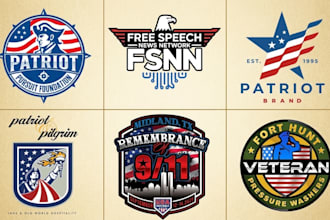 do professional usa flag american patriotic political logo design