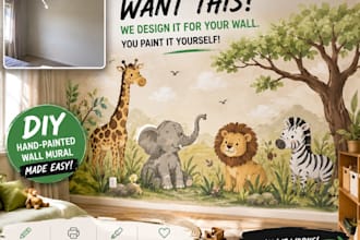 design a custom DIY kids wall mural you can paint yourself