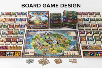 design board game and card game illustration, box art and tabletop game design