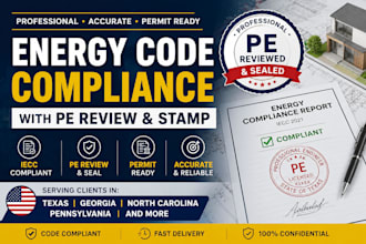 prepare energy code compliance report with pe review stamp
