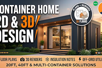 design a shipping container home floor plan and 3d concept layout