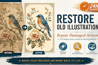 restore your old illustration and repair damaged artwork