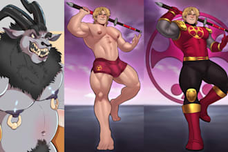 draw original character artwork gay bara art nsfw furry art commission oc fanart