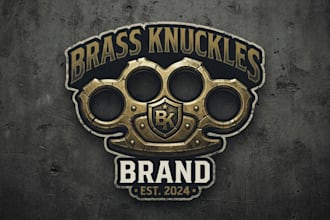 design a bold brass knuckles logo for your brand