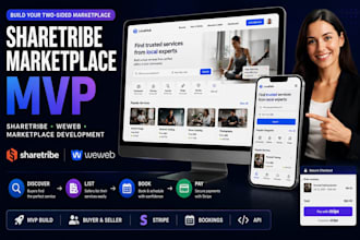 customize sharetribe marketplace website, weweb, sharetribe, landing page mvp