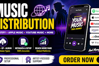 distribute your music to spotify, apple music, youtube music, and more