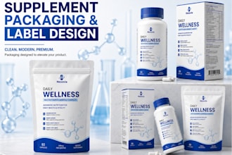 design supplement packaging bottle labels and product labels