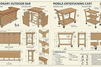 design detailed woodworking plans for outdoor bars and mobile carts