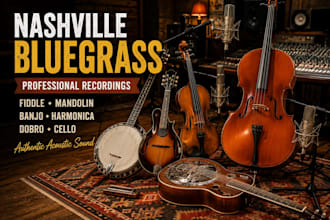 record nashville bluegrass fiddle, mandolin, banjo,dobro and harmonica for you