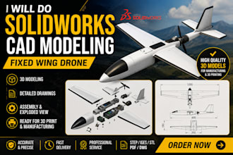 design fixed wing drone uav 3d cad models in solidworks