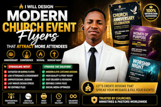 design a professional church flyer, event poster, or editable canva template