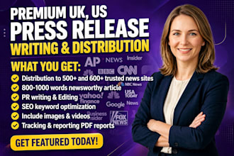 write and distribute press release to premium USA UK global news sites