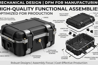 design mechanical parts with 3d cad and dfm for manufacturing