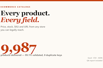 extract ecommerce product, price and stock data to excel