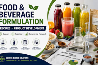 develop food and beverage formulations, recipes and product development