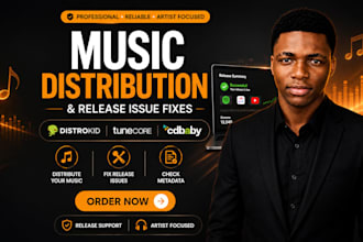 distribute your music and fix distrokid, tunecore or cd baby release issues