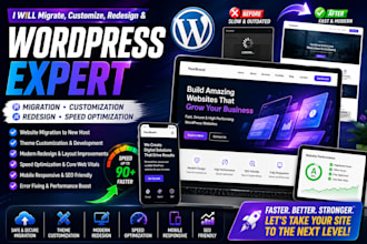 do wordpress site migration,theme customization,redesign and speed optimization