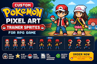 create custom pokemon pixel art character trainer sprites for your game