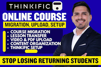 migrate kajabi teachable online course content to thinkific, lms course expert