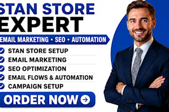 setup stan store, stan store email marketing seo, stan store flows and campaign