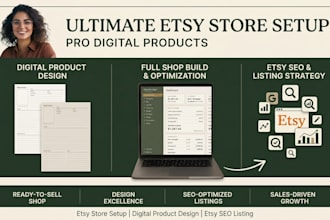 do etsy store setup etsy digital product design etsy seo listing