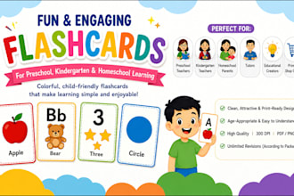 design colorful educational flashcards for preschool and kindergarten kids