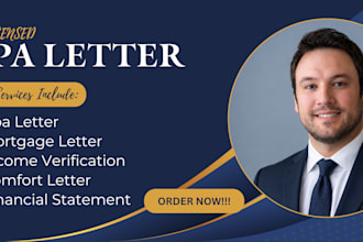 write CPA letter, verify statement, mortgage letter, compliance as licensed CPA
