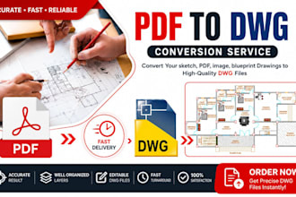 convert PDF, sketch, blueprint or image to autocad dwg