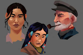 draw stylized 2d character design or fantasy portrait