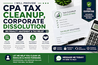 provide CPA tax cleanup, corporate dissolution, irs penalty abatement and tax