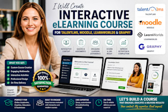 create interactive elearning course for talentlms, moodle, learnworld, graphy