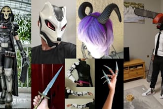 custom cosplay armor prop, eva foam pepakura weapon, sword, mask, accessories
