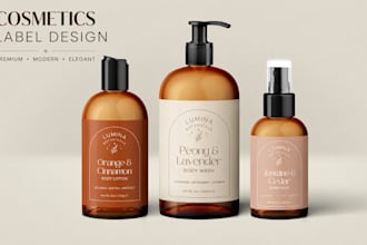 design cosmetic and supplement labels with 3d mockup