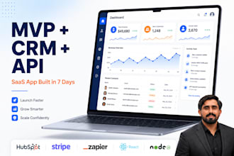 build your mvp saas app with crm, dashboard and third party api integration