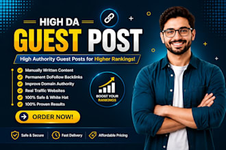 do SEO guest post backlink, high da guest post service