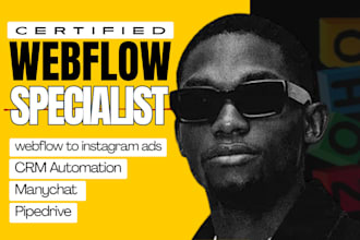 connect webflow to instagram ads, manychat, klaviyo, pipedrive, calendly, zapier