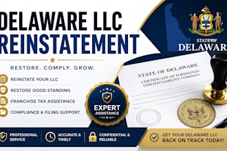 assist with delaware llc reinstatement, restore good standing and file taxes