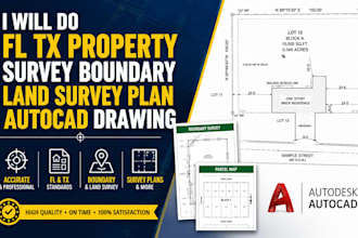redraw fl tx property survey boundary survey land survey plan autocad drawing