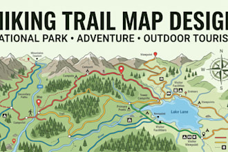design hiking trail map national park map adventure map ad outdoor tourism guide