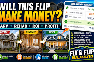 analyze your fix and flip deal with arv rehab costs ROI and profit