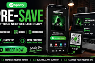 create spotify pre save link, qr code and music release page