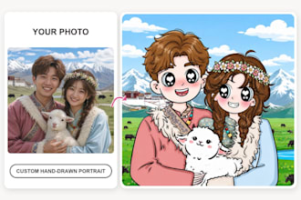 create a cute custom portrait with your pet from your photo