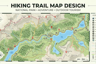 create hiking trail map, trekking map, adventure map and national park guide