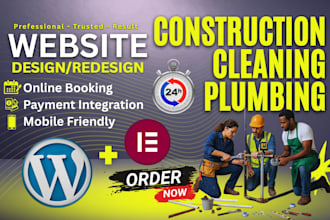 design construction plumbing cleaning wordpress website development office koala