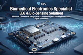 design low noise eeg pcb, ads1299, esp32 and biomedical electronics