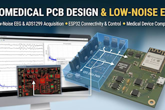 design low noise eeg pcb, ads1299, esp32, biomedical and medical device