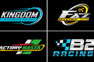 do modern motorsports car bike racing team  club logo design or racing number