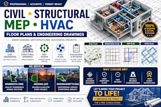 civil, structural engineering mep hvac floor plan in minnesota mn, arizona, ma